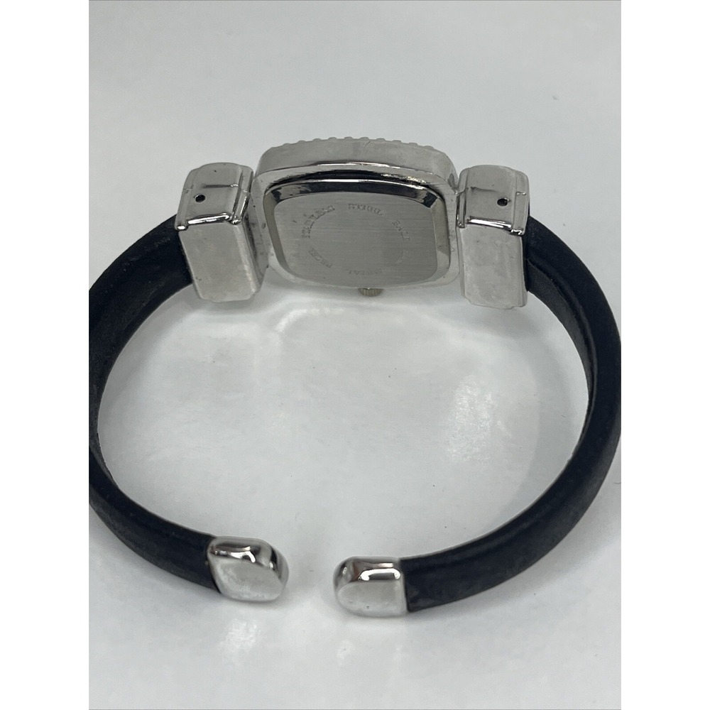 Women's Quartz Watch Silver 22mm‎ Case Black Hinge Band- New Battery - Picture 6 of 7